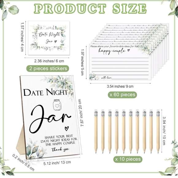 114 pcs bridal shower games include date night jar wooden sign 100 cards (30) - Picture 3 of 7